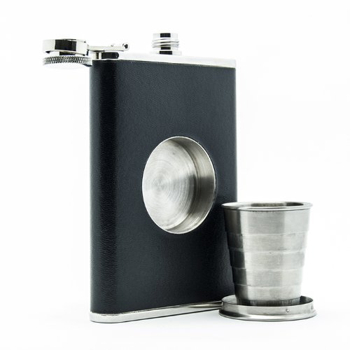 The Shot Flask, une flasque équipée d'un petit verre rétractable.
